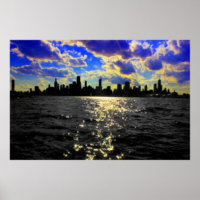 Chicago Skyline Sunset Poster (Framsidan)