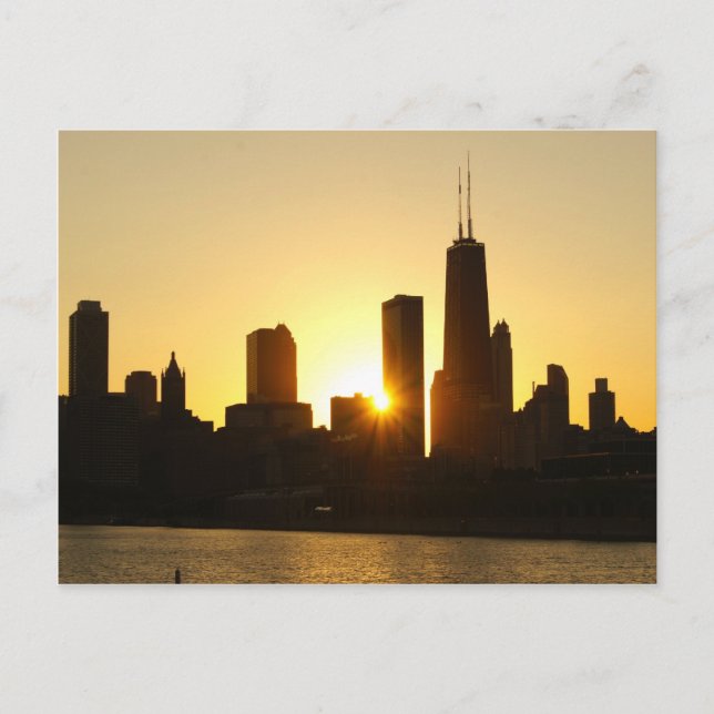 Chicago Skyline Sunset Vykort (Framsida)