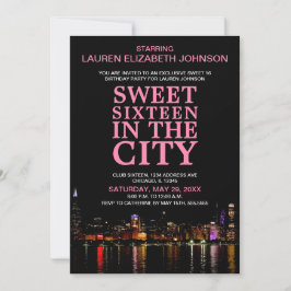 Chicago Skyline Sweet sixteen Movie Party Birthday Inbjudningar