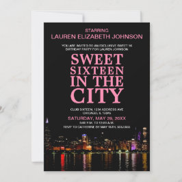 Chicago Skyline Sweet sixteen Movie Party Birthday Inbjudningar