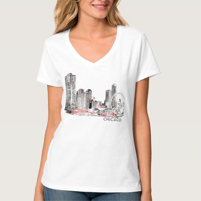 Chicago Skyline T-Shirt (Framsida)