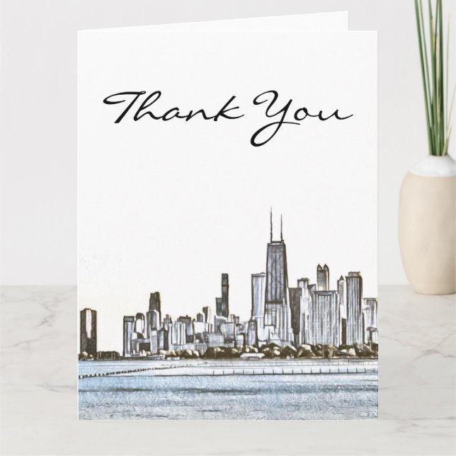 Chicago Skyline - tack för ditt kort (Framsida)