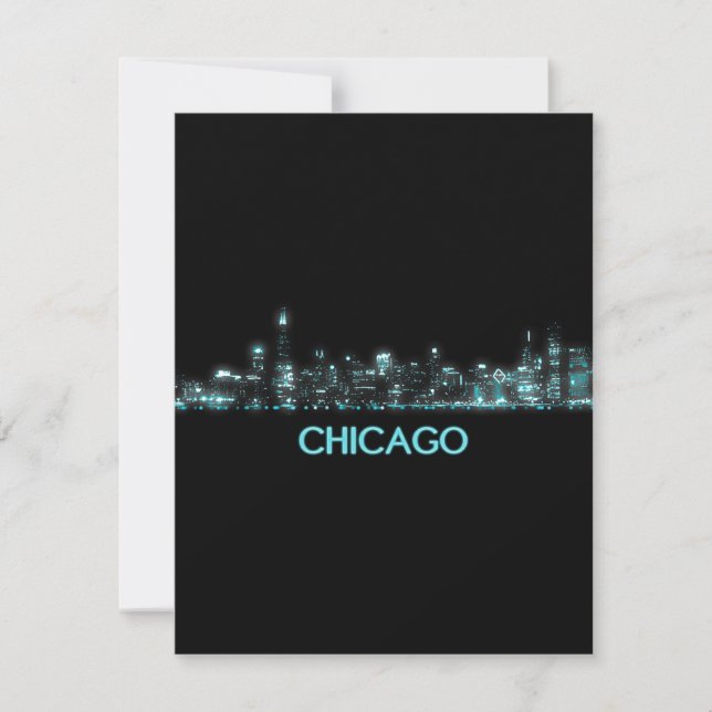 Chicago Skyline Tack Kort (Framsida)