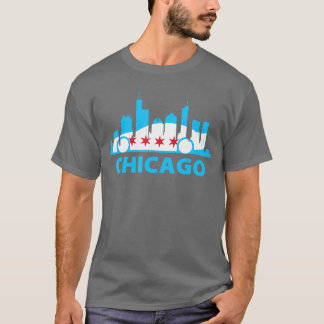 Chicago Skyline Tävling Shirt Chicago Flagga T