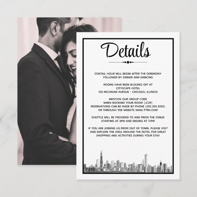 Chicago Skyline Tilläggskort (Fram/baksida)