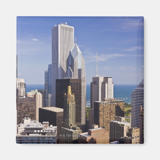 Chicago Skyline Tittar mot Sjö Michigan Magnet (Framsidan)