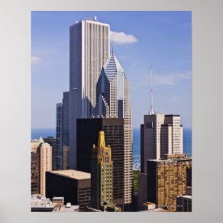 Chicago Skyline Tittar mot sjö Michigan Poster