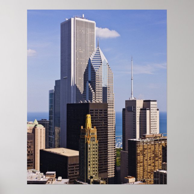 Chicago Skyline Tittar mot sjö Michigan Poster (Framsidan)