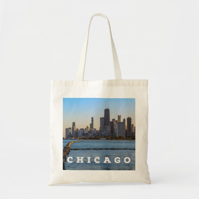 Chicago Skyline Tote Bag Tygkasse (Framsidan)
