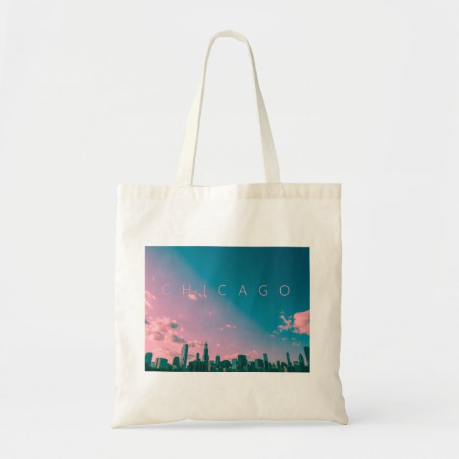 Chicago Skyline Tote Bag Tygkasse (Framsidan)