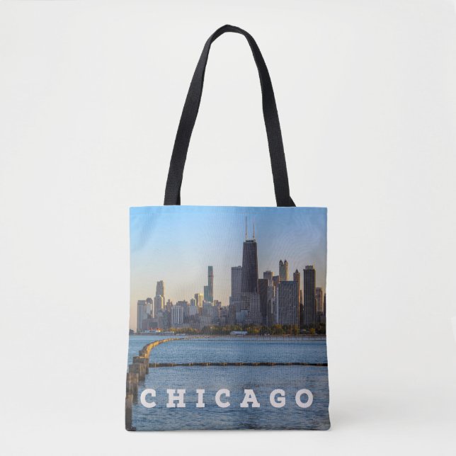 Chicago Skyline Tote Bag Tygkasse (Framsida)