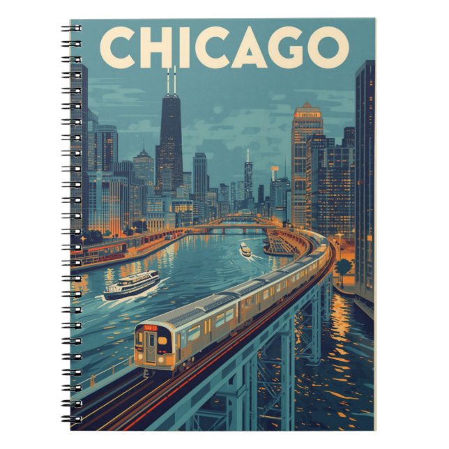 Chicago Skyline Travel Anteckningsbok (Framsidan)