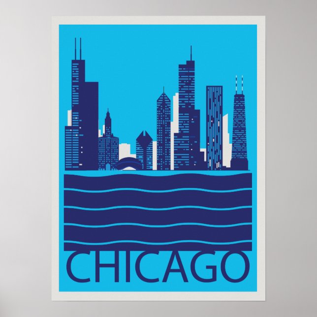 Chicago Skyline Travel Poster (Framsidan)