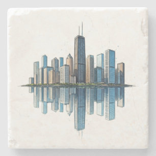 Chicago Skyline Underläggs Stenunderlägg