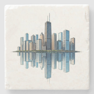 Chicago Skyline Underläggs Stenunderlägg