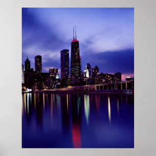 Chicago skyline vid dusk poster