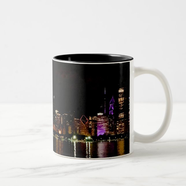 Chicago Skyline vid Night Two-Tone Coffee Mugg (Höger)