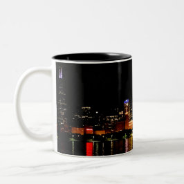 Chicago Skyline vid Night Two-Tone Coffee Mugg