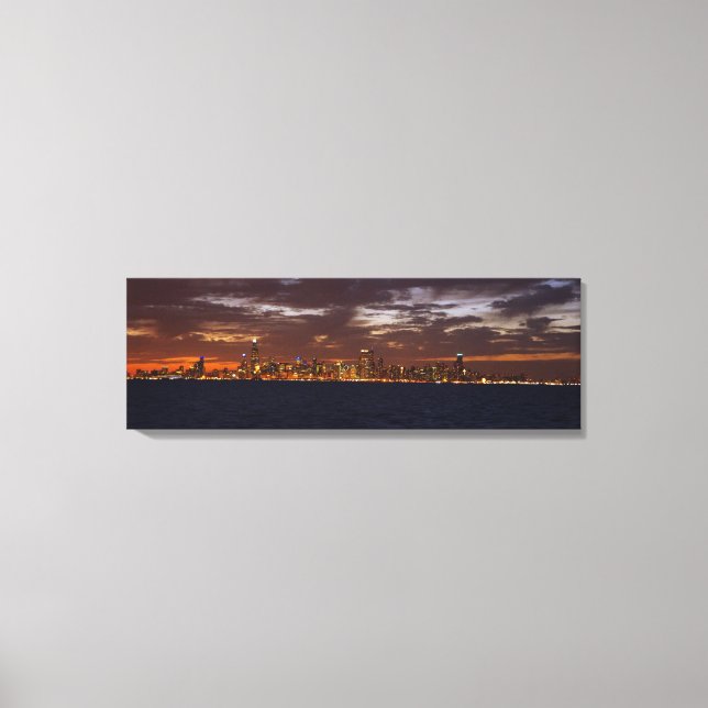 Chicago Skyline vid Panorama sunset canavas print Canvastryck (Framsida)