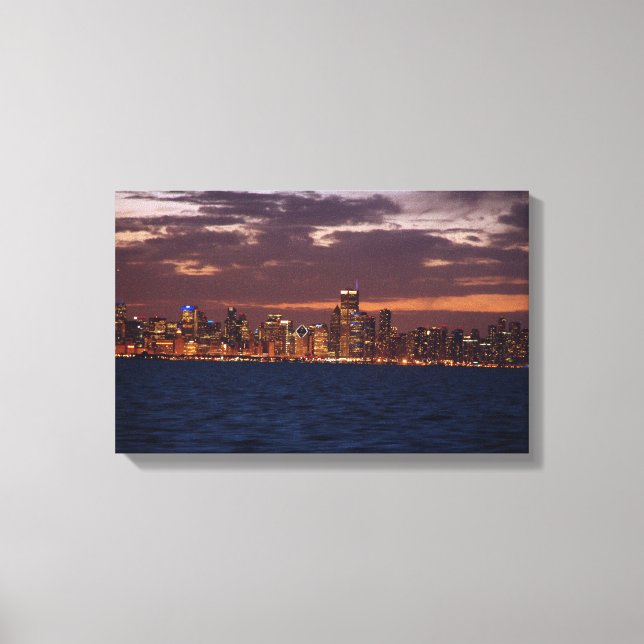 Chicago Skyline vid sunset canavas print Canvastryck (Framsida)