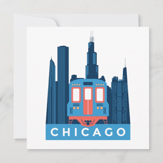 Chicago Skyline Vintage resor Greeting Card (Framsida)