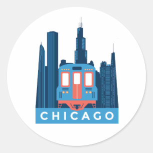Chicago Skyline Vintage resor Runt Klistermärke