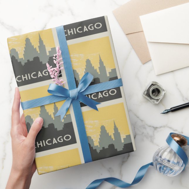 Chicago Skyline vintage stil Presentpapper (Gifting)