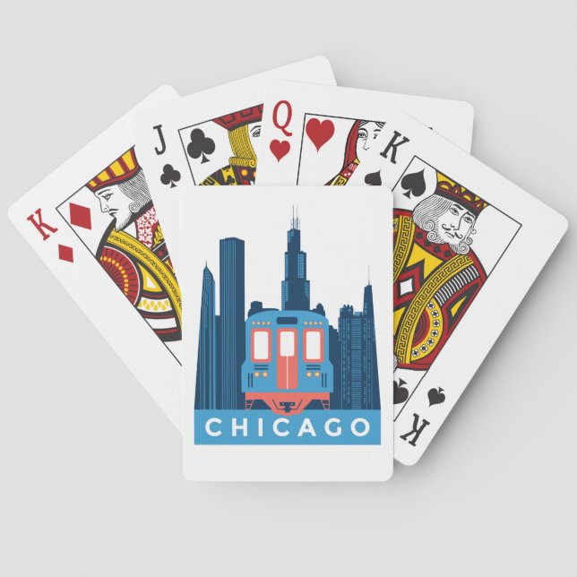 Chicago Skyline Vintage Travel  Casinokort (Baksidan)