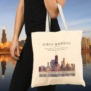 Chicago Skyline Watercolor Flickor Helg Tygkasse
