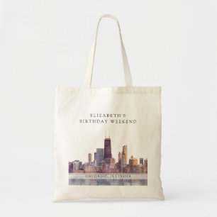 Chicago Skyline Watercolor Födelsedagshelg Tygkasse