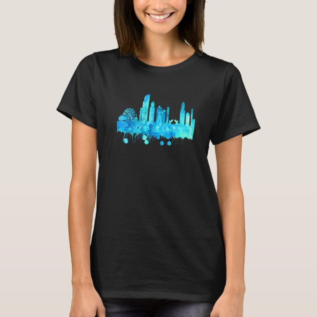 Chicago  Skyline Watercolor Paint T Shirt (Framsida)