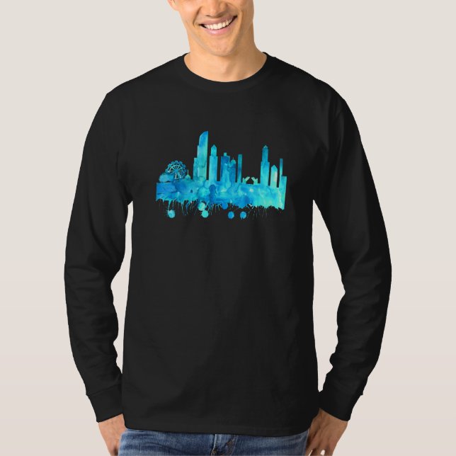 Chicago  Skyline Watercolor Paint T Shirt (Framsida)
