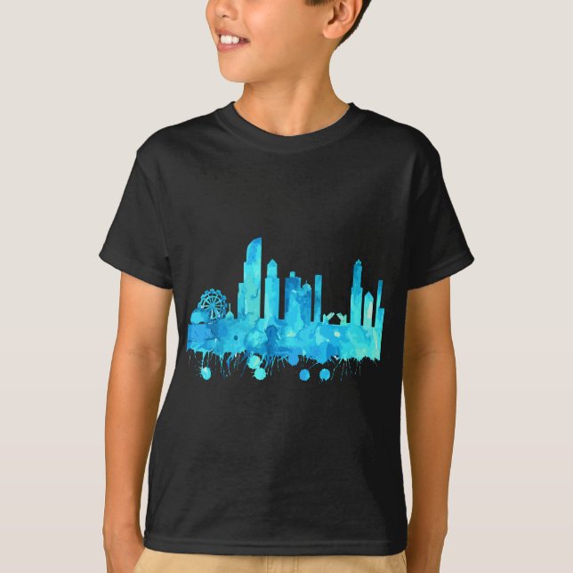 Chicago Skyline Watercolor Paint T Shirt (Framsida)