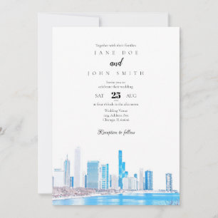 Chicago Skyline Winter Wedding-inbjudan Inbjudningar