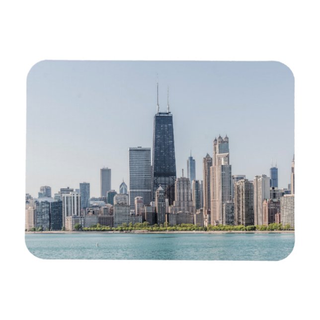 Chicago Skyline With Sjö Michigan Magnet (Horisontell)