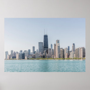 Chicago Skyline With Sjö Michigan Poster