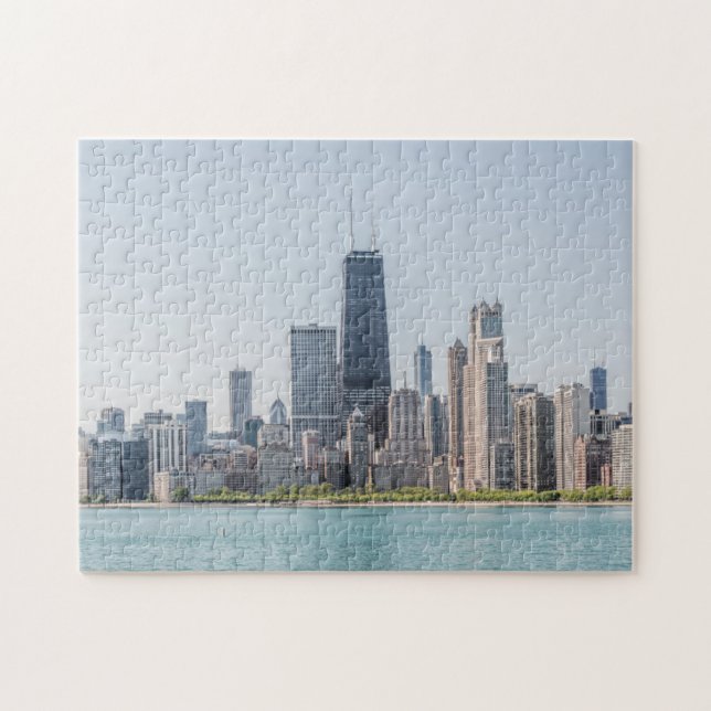 Chicago Skyline With Sjö Michigan Pussel (Horisontell)