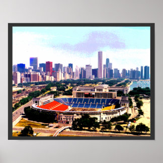 Chicago Skyline Wrigley Fält Poster