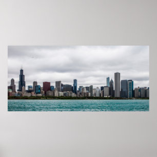 Chicago skylinechicago, skylin, flyg, arkitekt poster