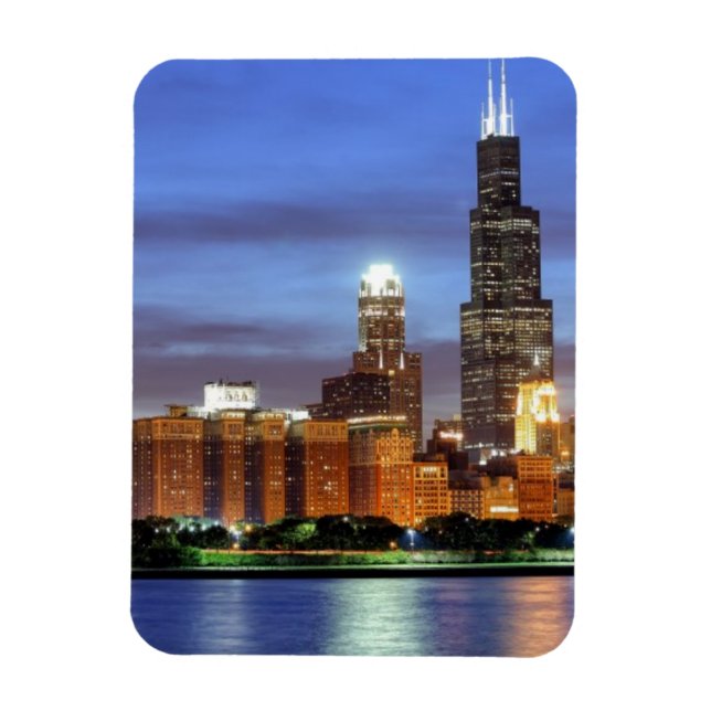 Chicago-skylinen från Adler Planetarium Magnet (Vertikal)