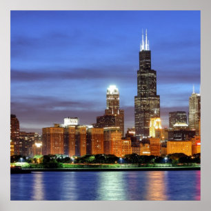 Chicago-skylinen från Adler Planetarium Poster