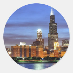 Chicago-skylinen från Adler Planetarium Runt Klistermärke