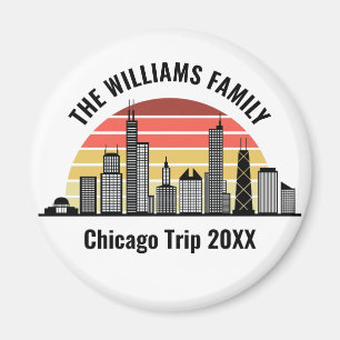 Chicago Solnedgång Anpassad Resa Souvenir Magnet