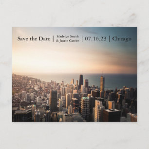 Chicago Solnedgång Bild - Spara datum Postkort Meddelande Vykort