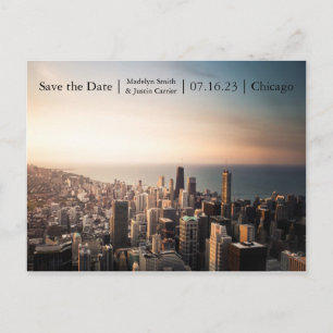 Chicago Solnedgångsfoto - Spara datum Postkort Meddelande Vykort