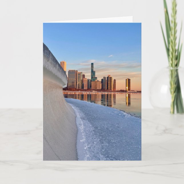 Chicago soluppgång över Lake Michigan Kort (Framsida)