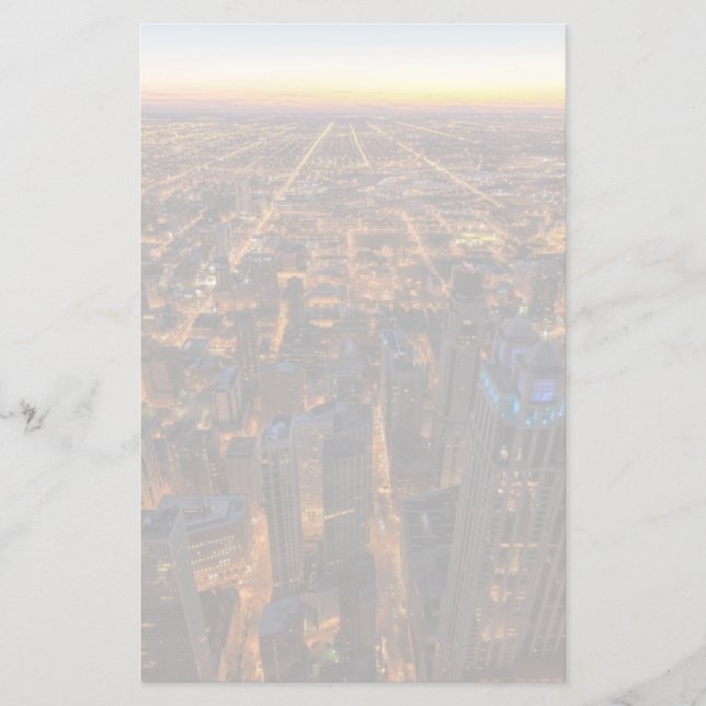 Chicago som är i stadens centrum på solnedgången brevpapper (Framsida)