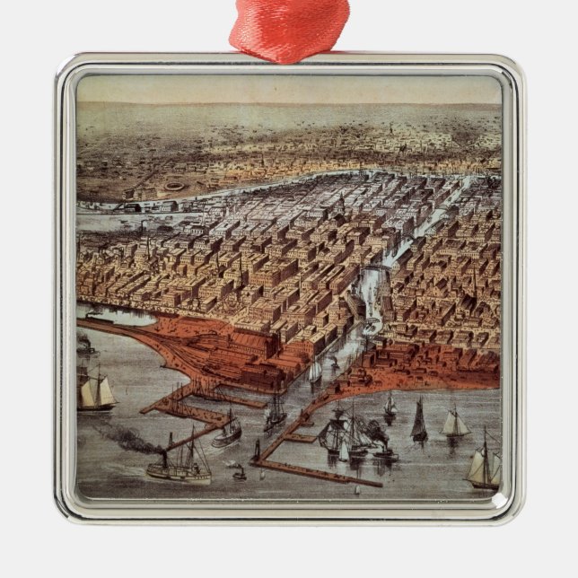 Chicago, som den var, c.1880 julgransprydnad metall (Framsidan)