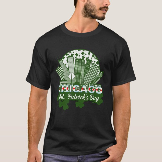 Chicago St Patrick s Day Chicago Flag Shamrock Iri T Shirt (Framsida)