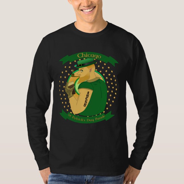 Chicago St Patrick s day Parade Leprechaun Irish T Shirt (Framsida)